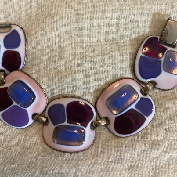 Kay Denning Vintage Copper Enameled Panel Link‎ Bracelet - Picture 4 of 9